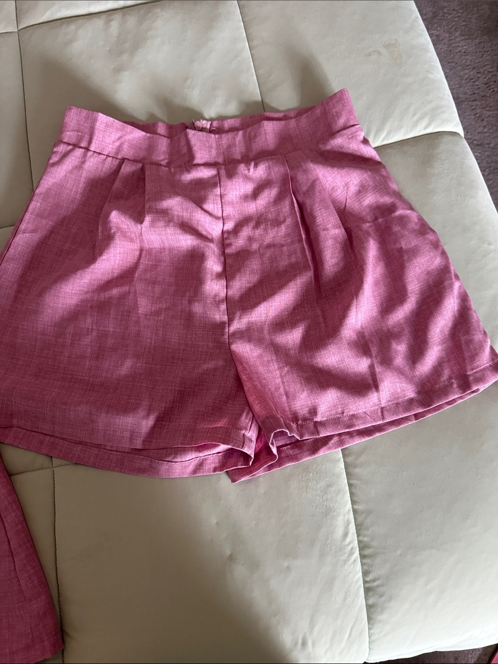 #0193 - Sleeveless Button Front Tunic & Shorts - Pink - Picture 2 of 3